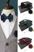 Load image into Gallery viewer, Boys Bow Tie & Lapel Pin Set for Weddings & Formal Events
