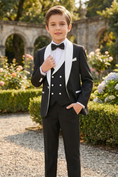 Bild in Galerie-Betrachter laden, Black And White Shawl Collar Double-Breasted 3-Piece Suit
