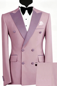 Load image into Gallery viewer, Purple Blended Satin Double-Breasted 2-Piece Suit
