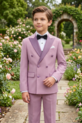 Load image into Gallery viewer, Purple Blended Satin Double-Breasted 2-Piece Suit
