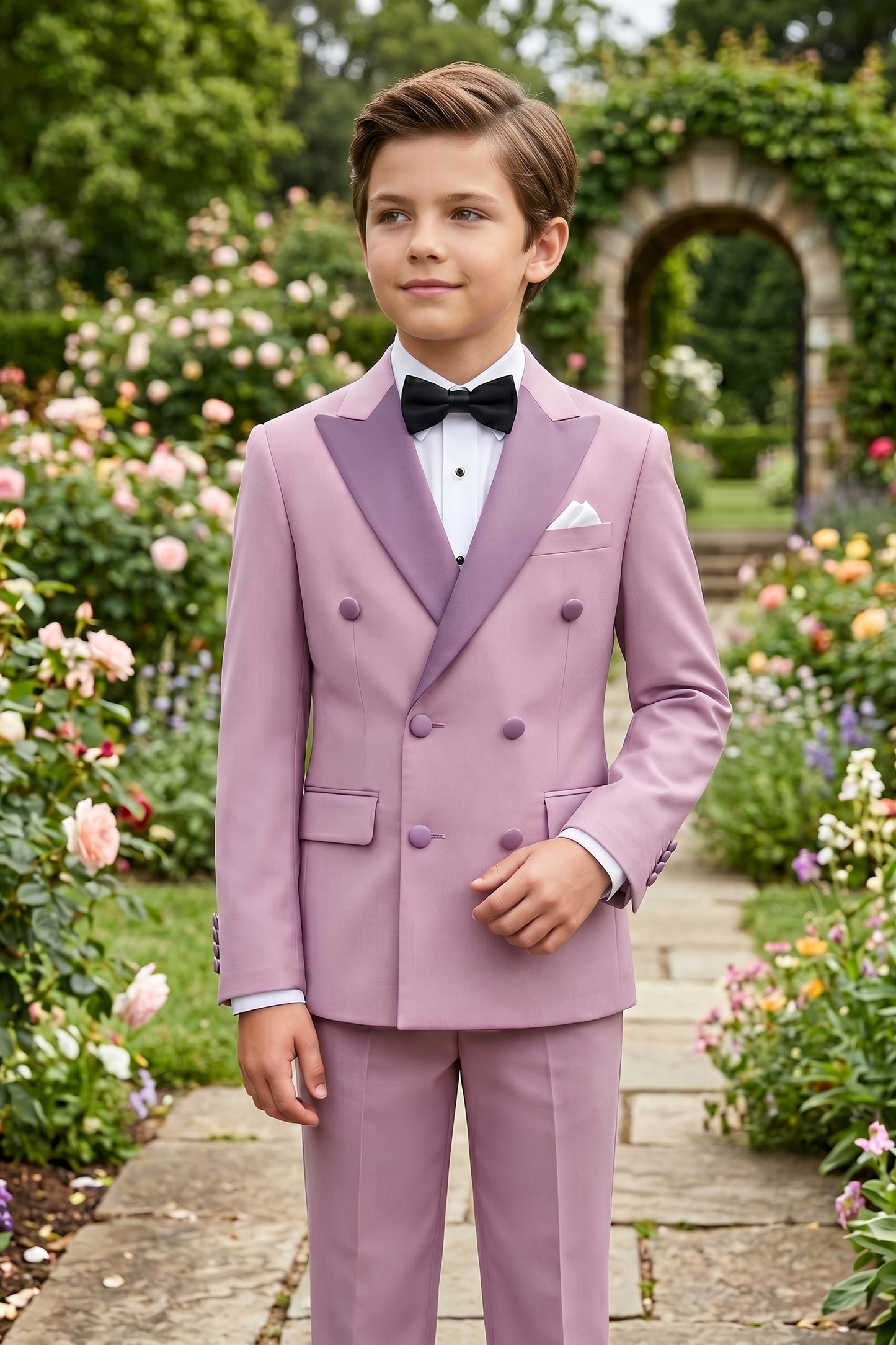 Purple Blended Satin Double-Breasted 2-Piece Suit
