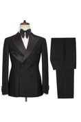 Load image into Gallery viewer, Black Blended Satin Double-Breasted 2-Piece Suit
