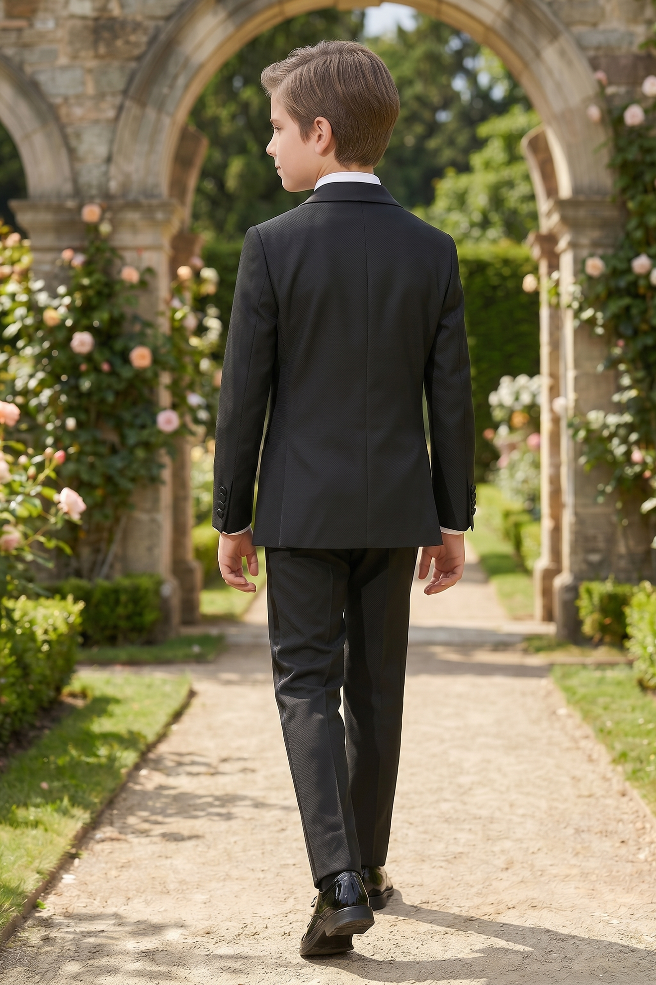 Black Blended Satin Double-Breasted 2-Piece Suit