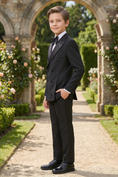 Load image into Gallery viewer, Black Blended Satin Double-Breasted 2-Piece Suit
