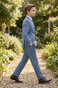 Load image into Gallery viewer, Boys Light Blue Pinstripe 2-piece Suit

