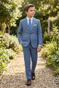 Load image into Gallery viewer, Boys Light Blue Pinstripe 2-piece Suit
