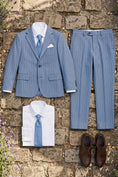 Load image into Gallery viewer, Boys Light Blue Pinstripe 2-piece Suit
