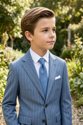 Load image into Gallery viewer, Boys Light Blue Pinstripe 2-piece Suit
