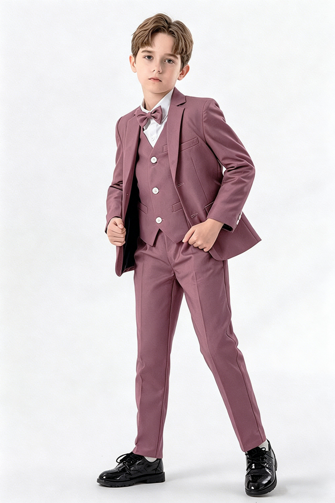 Dusty Rose Purple Single-Breasted 3-Piece Suit