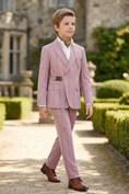 Load image into Gallery viewer, Pink Striped Adjustable Belted 2-Piece Suit
