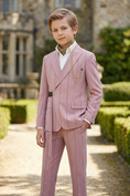 Load image into Gallery viewer, Pink Striped Adjustable Belted 2-Piece Suit
