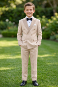Bild in Galerie-Betrachter laden, Light Champagne Satin Double-Breasted 2-Piece Suit
