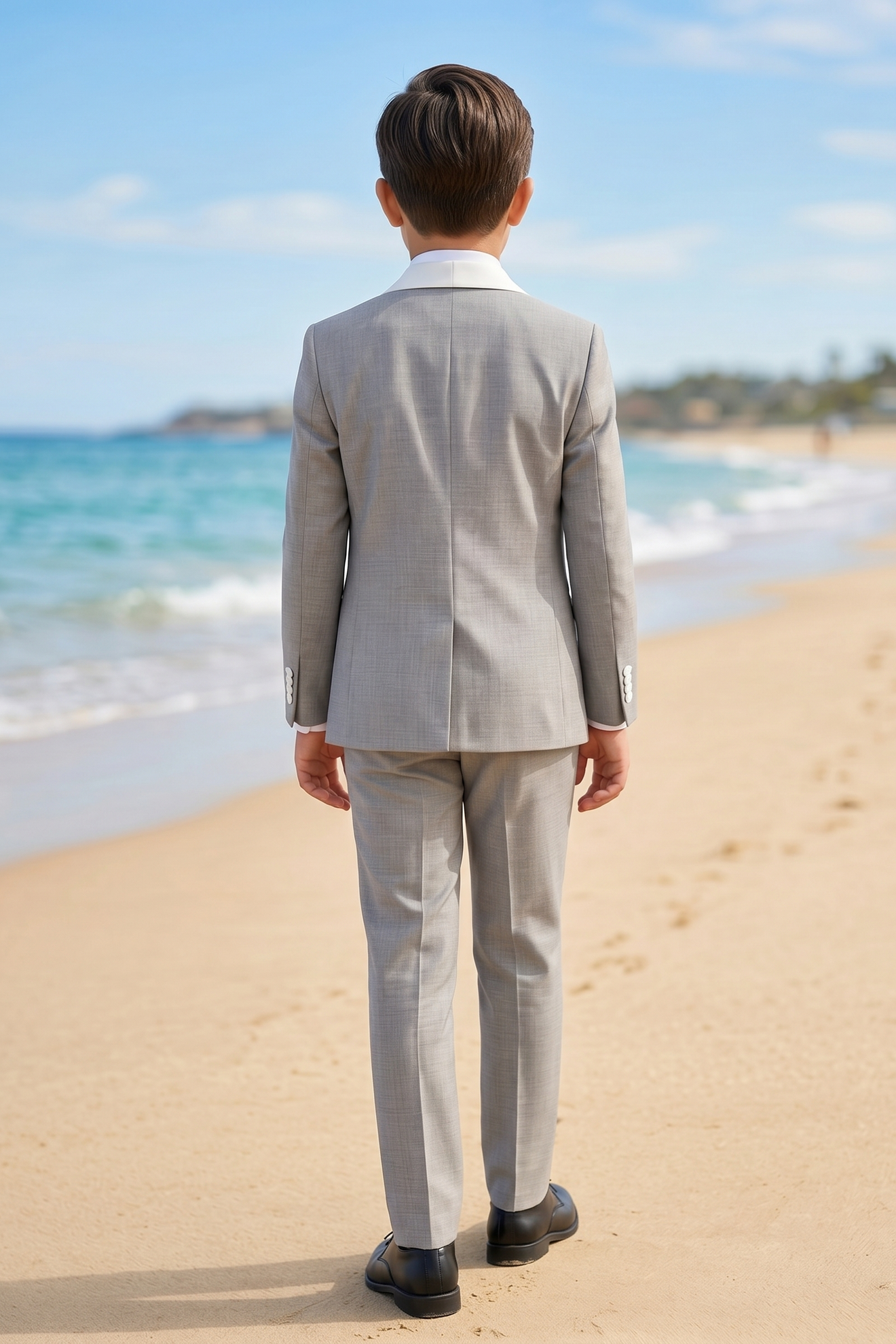 Light Gray And White Cotton Linen Single-Breasted 3-Piece Suit