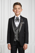 Load image into Gallery viewer, Black Plaid Satin Blend 3-Piece Suit
