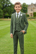 Load image into Gallery viewer, Green Serge-Blend Single-Breasted 3-Piece Suit

