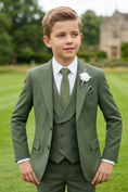 Load image into Gallery viewer, Green Serge-Blend Single-Breasted 3-Piece Suit
