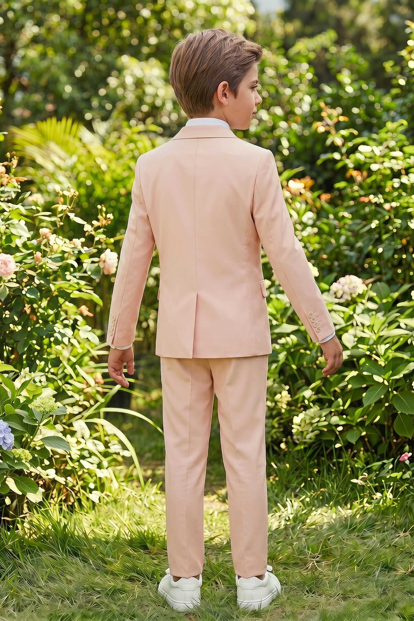 Light Pink Serge-Blend Double-Breasted 2-Piece Suit
