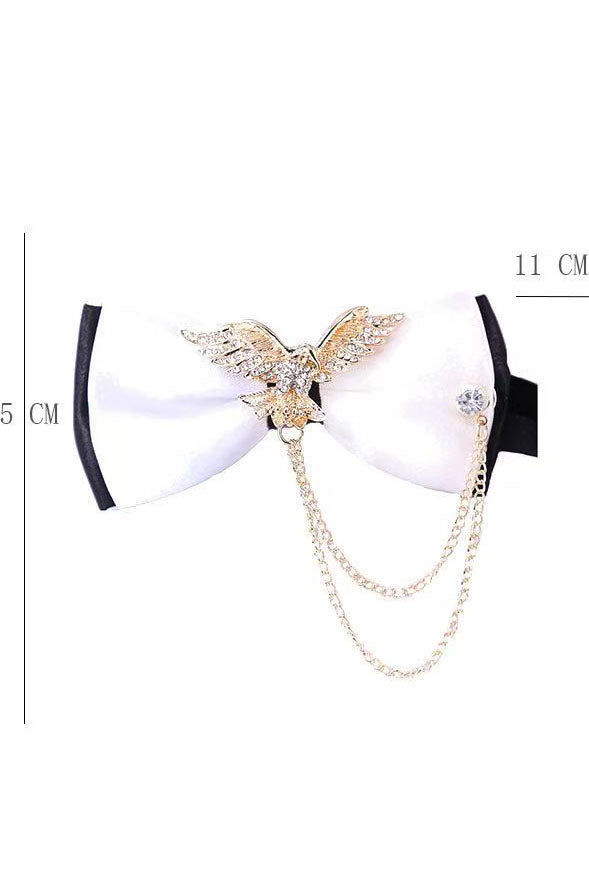 Boys Black and White Layered Brooch Bow Tie