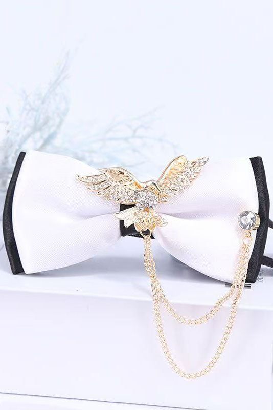 Boys Black and White Layered Brooch Bow Tie