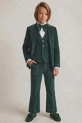 Load image into Gallery viewer, Dark Green Velvet Contrasting Topstitching 5-Piece Suit
