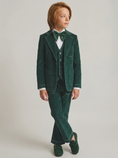 Load image into Gallery viewer, Dark Green Velvet Contrasting Topstitching 5-Piece Suit
