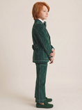 Load image into Gallery viewer, Dark Green Velvet Contrasting Topstitching 5-Piece Suit
