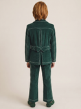 Load image into Gallery viewer, Dark Green Velvet Contrasting Topstitching 5-Piece Suit
