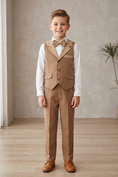 Load image into Gallery viewer, Light Brown Striped Lapel Single-Breasted Vest 2-Piece Set
