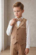 Load image into Gallery viewer, Light Brown Striped Lapel Single-Breasted Vest 2-Piece Set
