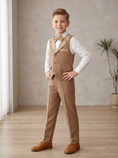Load image into Gallery viewer, Light Brown Striped Lapel Single-Breasted Vest 2-Piece Set
