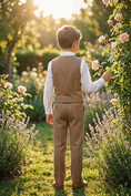Load image into Gallery viewer, Light Brown Striped Lapel Single-Breasted Vest 2-Piece Set
