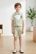 Load image into Gallery viewer, Green Plaid Lapel Double-Breasted Vest 4-Piece Set
