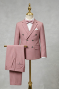 Cargar la imagen en la vista de la galería, Light Pink Fine-Striped Double-Breasted 2-Piece Suit—Ideal for Weddings
