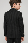 Load image into Gallery viewer, Black Fine-Striped Double-Breasted 2-Piece Suit—Ideal for Weddings
