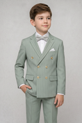 Bild in Galerie-Betrachter laden, Light Green Fine-Striped Double-Breasted 2-Piece Suit—Ideal for Weddings
