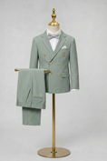 Bild in Galerie-Betrachter laden, Light Green Fine-Striped Double-Breasted 2-Piece Suit—Ideal for Weddings
