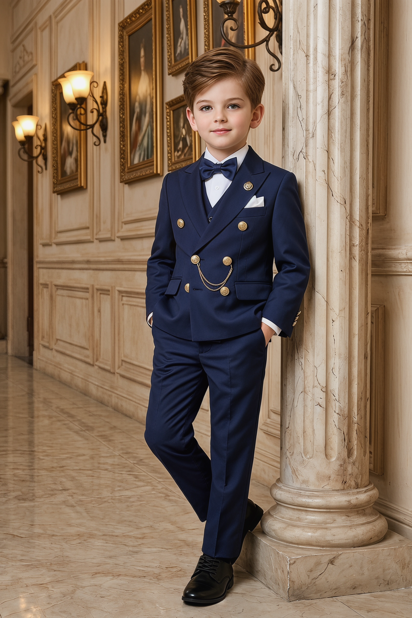 Navy Blue Double-Breasted 2-Piece Suit