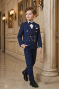 Bild in Galerie-Betrachter laden, Navy Blue Double-Breasted 2-Piece Suit
