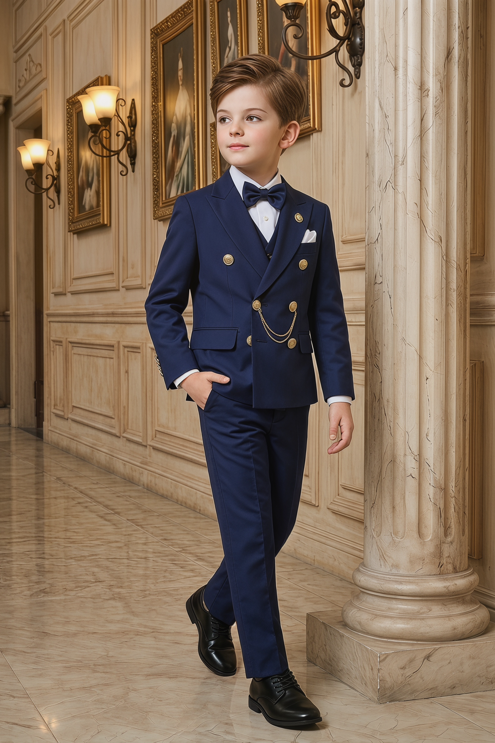 Navy Blue Double-Breasted 2-Piece Suit