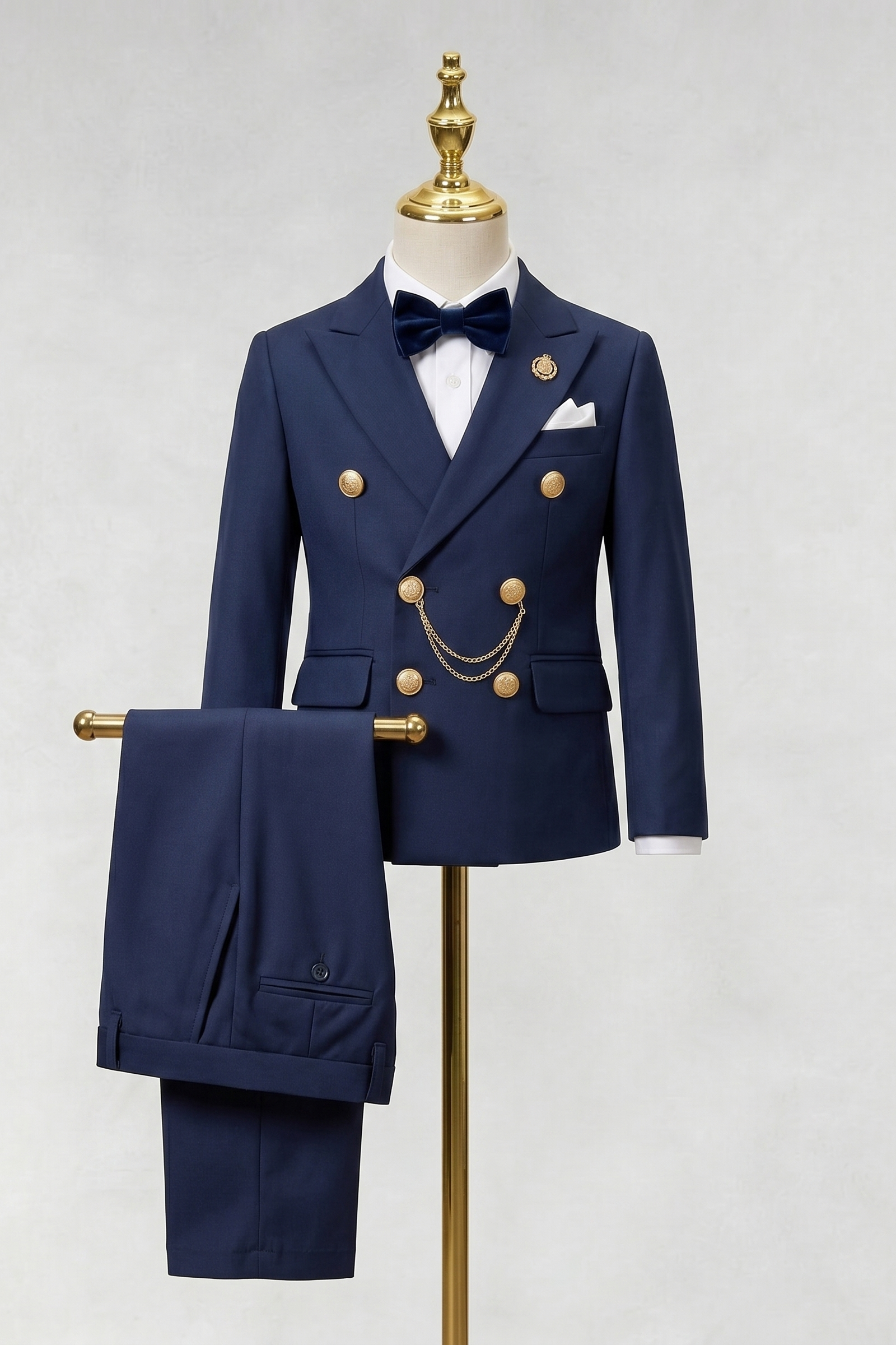 Navy Blue Double-Breasted 2-Piece Suit