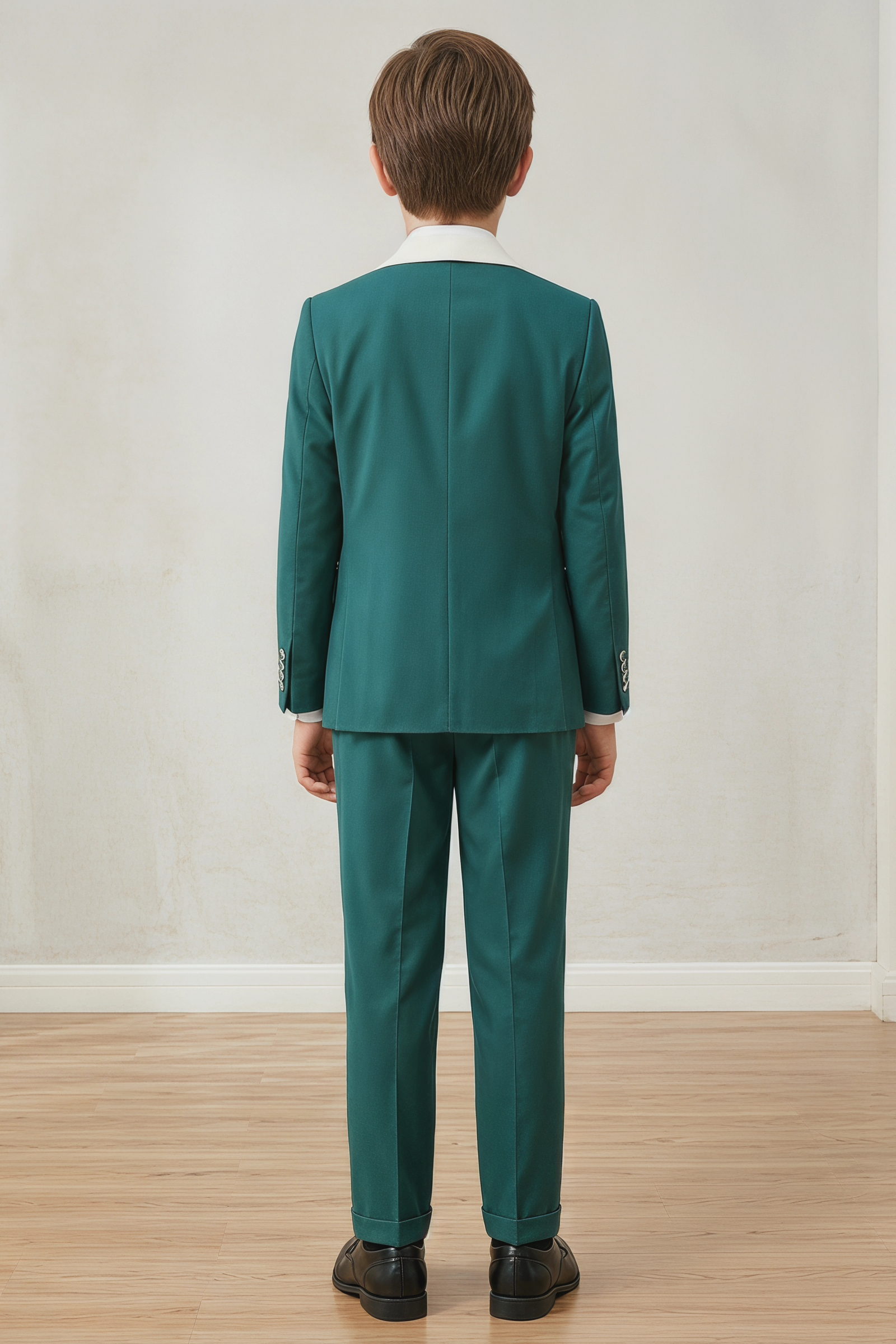 Dark Green Color-Blocked 3-Piece Suit