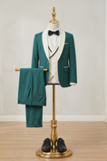 Load image into Gallery viewer, Dark Green Color-Blocked 3-Piece Suit
