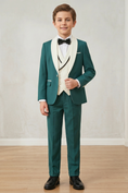 Load image into Gallery viewer, Dark Green Color-Blocked 3-Piece Suit
