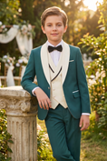 Load image into Gallery viewer, Dark Green Color-Blocked 3-Piece Suit
