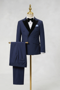 Load image into Gallery viewer, Dark Blue Velvet Double-Breasted 2-Piece Suit
