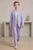 Load image into Gallery viewer, Light Purple Cotton And Linen Single-Breasted 2-Piece Suit

