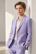 Load image into Gallery viewer, Light Purple Cotton And Linen Single-Breasted 2-Piece Suit
