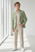 Load image into Gallery viewer, Light Green Cotton And Linen Single-Breasted 2-Piece Suit
