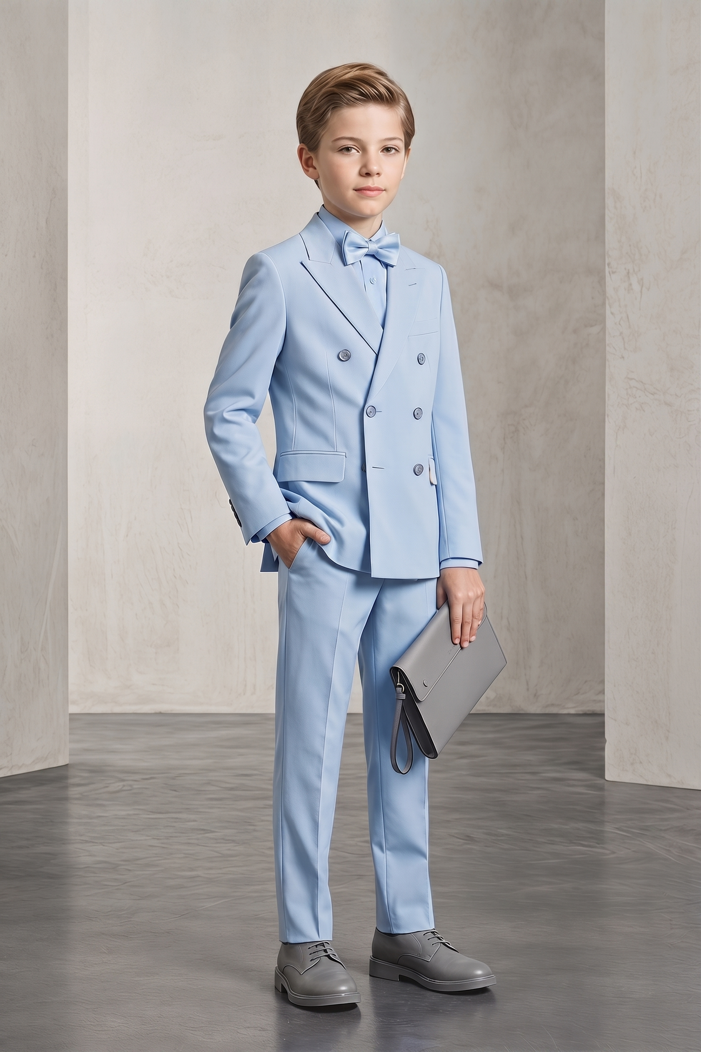 Sky Blue Double-Breasted 2-Piece Suit