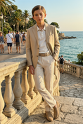 Load image into Gallery viewer, Light Khaki And Beige Cotton-Linen 2-Piece Suit
